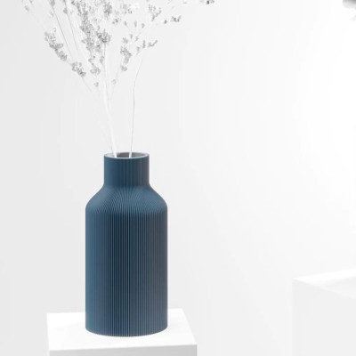 Vase 3D - Bouteille - M beu marine