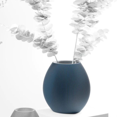 Vase 3D - Rond - L bleu marine