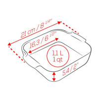 Dimensions du plat à four céramique carré Appolia 21 cm